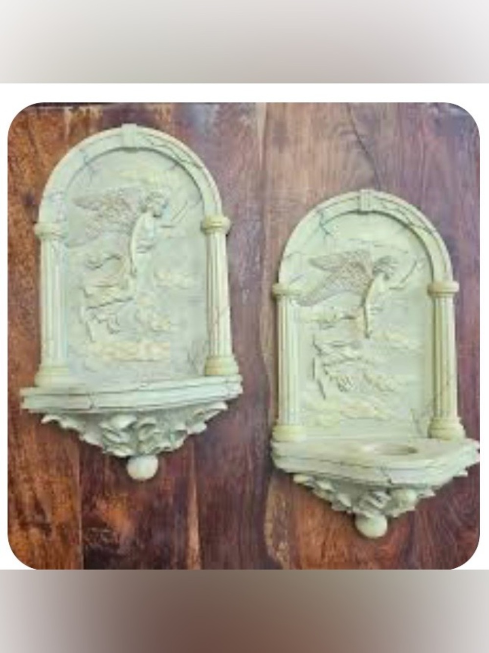 2 Italian Sconce, Angel Candle holder,  Wall Plaque, Candle Holder, Faux Marble